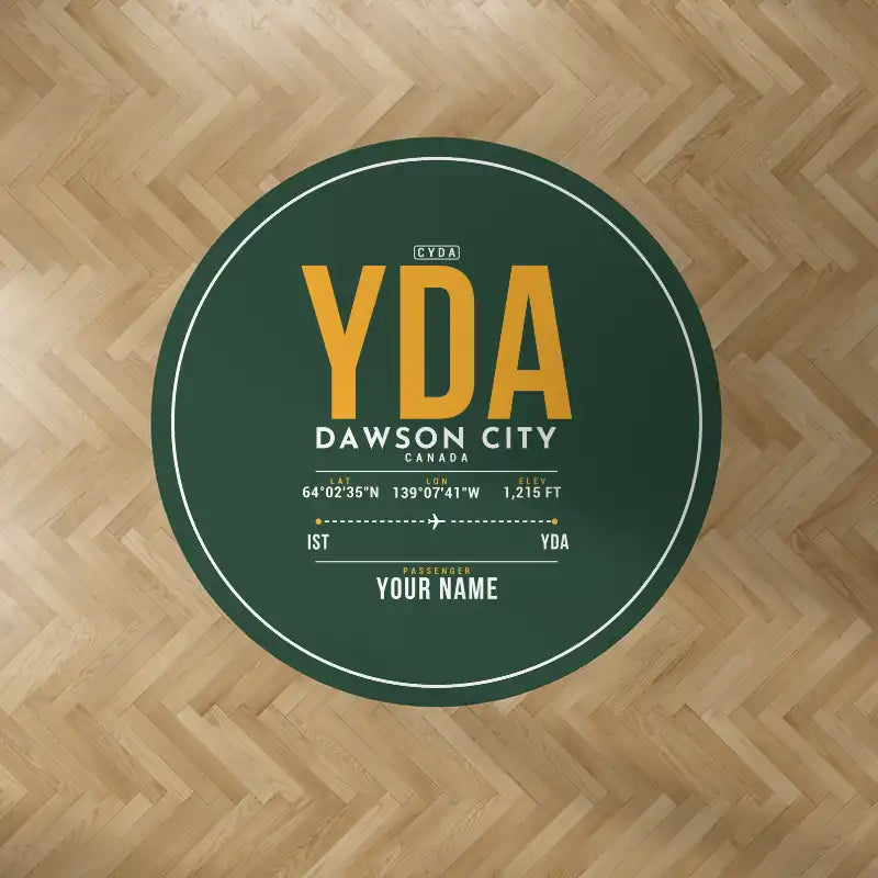Dawson City Airport (YDA) Carpets - Carpet Round - ID Tag + Name - Dark Green