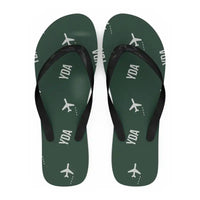 Thumbnail for Dawson City Airport (YDA) Slippers & Flip Flops - Slippers - Flip Flops - Pattern - Dark Green
