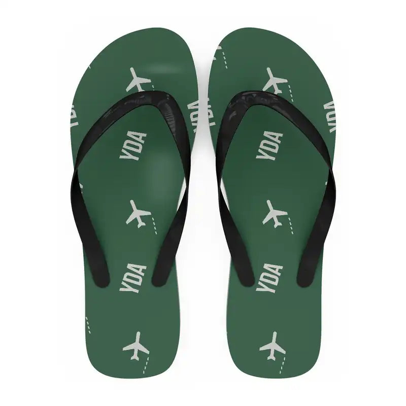 Dawson City Airport (YDA) Slippers & Flip Flops - Slippers - Flip Flops - Pattern - Green