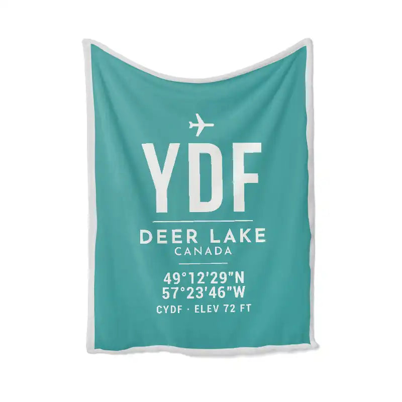 Deer Lake Regional Airport (YDF) Bedding Sets & Blankets - Blanket - ID Tag - Turquoise