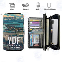 Thumbnail for Deer Lake Regional Airport (YDF) Leather Wallets - Zip Long Wallet - Scene + Name