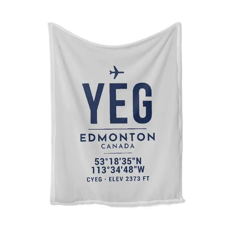 Edmonton International Airport (YEG) Bedding Sets & Blankets - Blanket - ID Tag - Light Gray