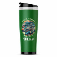 Thumbnail for Inuvik (Mike Zubko) Airport (YEV) Travel Mugs - Badge + Name - Stainless Steel (No Holder) - Green