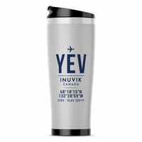 Thumbnail for Inuvik (Mike Zubko) Airport (YEV) Travel Mugs - ID Tag - Stainless Steel (No Holder) - Light Gray