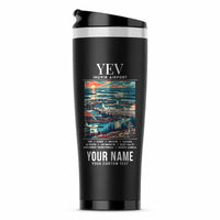 Thumbnail for Inuvik (Mike Zubko) Airport (YEV) Travel Mugs - Poster + Name - Stainless Steel (No Holder) - Black