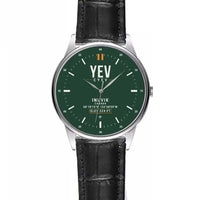 Thumbnail for Inuvik (Mike Zubko) Airport (YEV) Aviator Watches - Classic - Dark Green - Leather Strap - Striped Black Leather Strap