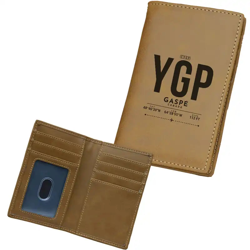 Gaspé Michel-Pouliot Airport (YGP) Leather Wallets - Card Holder Wallet - Light - Tag