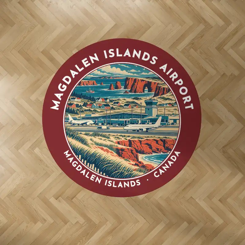 Magdalen Islands Airport (YGR) Carpets - Carpet Round - Badge - Dark Red