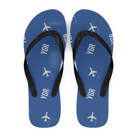 Thumbnail for Magdalen Islands Airport (YGR) Slippers & Flip Flops - Slippers - Flip Flops - Pattern - Blue