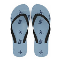 Thumbnail for Magdalen Islands Airport (YGR) Slippers & Flip Flops - Slippers - Flip Flops - Pattern - Light Blue