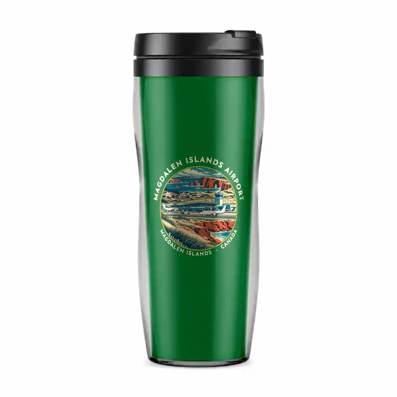 Magdalen Islands Airport (YGR) Travel Mugs - Badge - Plastic (No Holder) - Green