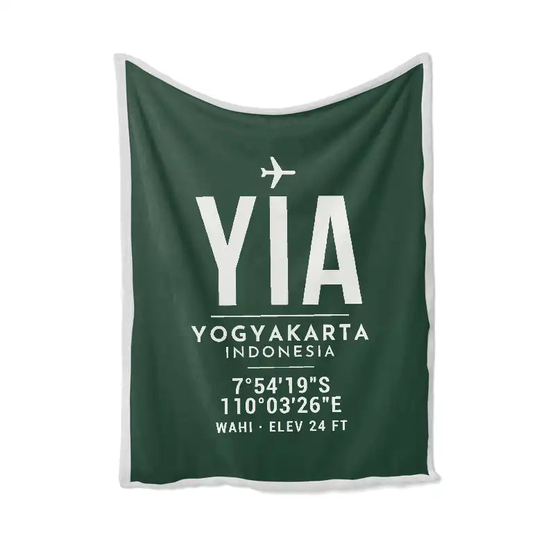 Yogyakarta International Airport (YIA) Bedding Sets & Blankets - Blanket - ID Tag - Dark Green