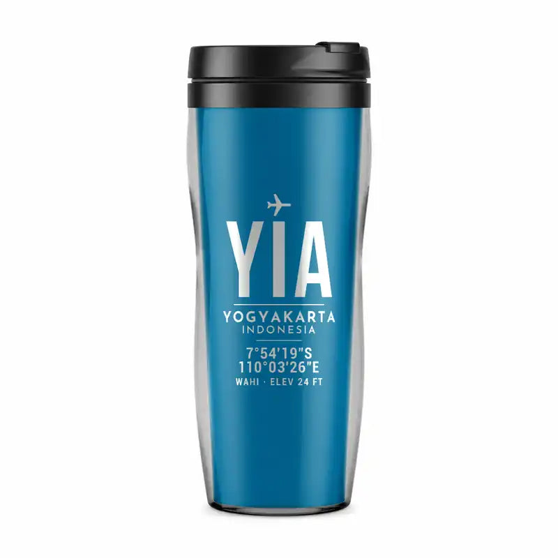 Yogyakarta International Airport (YIA) Travel Mugs - ID Tag - Plastic (No Holder) - Light Blue