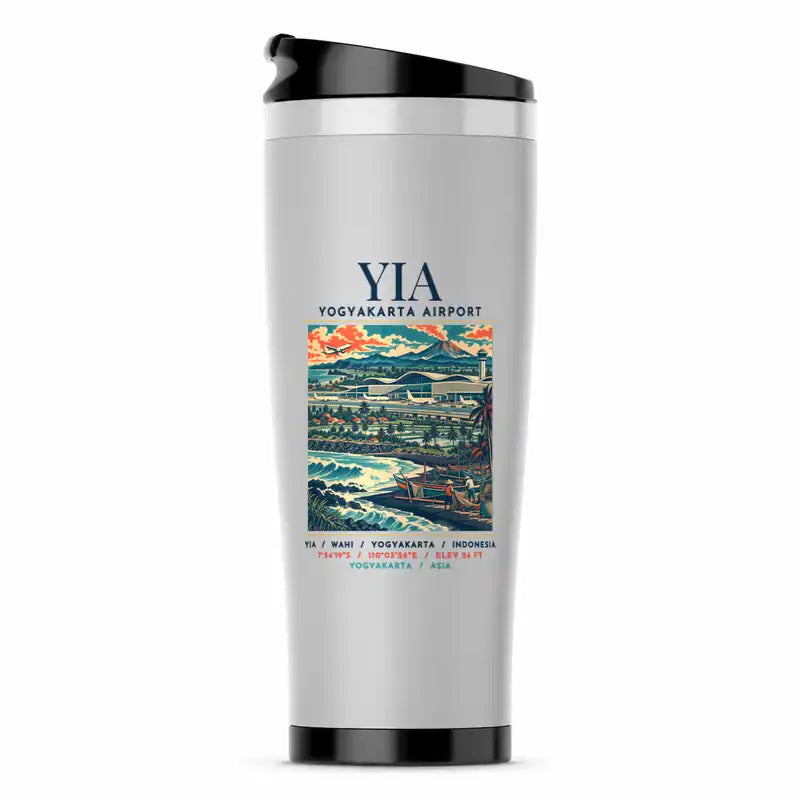 Yogyakarta International Airport (YIA) Travel Mugs - Poster - Stainless Steel (No Holder) - Light Gray