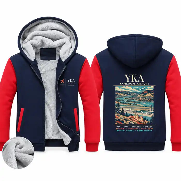 Kamloops Airport (YKA) Zipped Sweatshirts - Poster - Navy & Red