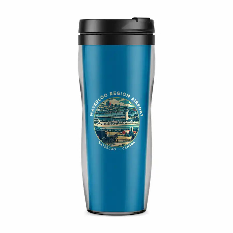 Waterloo Region International Airport (YKF) Travel Mugs - Badge - Plastic (No Holder) - Light Blue