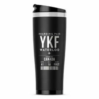 Thumbnail for Waterloo Region International Airport (YKF) Travel Mugs - Boarding Pass - Stainless Steel (No Holder) - Black