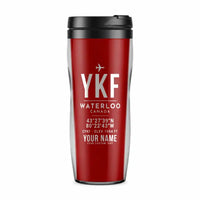 Thumbnail for Waterloo Region International Airport (YKF) Travel Mugs - ID Tag + Name - Plastic (No Holder) - Red