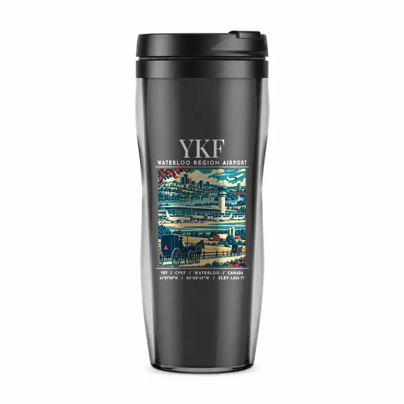 Waterloo Region International Airport (YKF) Travel Mugs - Poster - Plastic (No Holder) - Gray