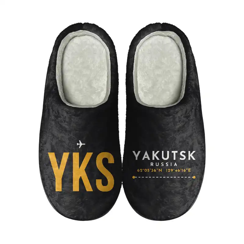 Platon Oyunsky Yakutsk International Airport (YKS) Slippers & Flip Flops - Slippers - Cotton - Code - Different - Black