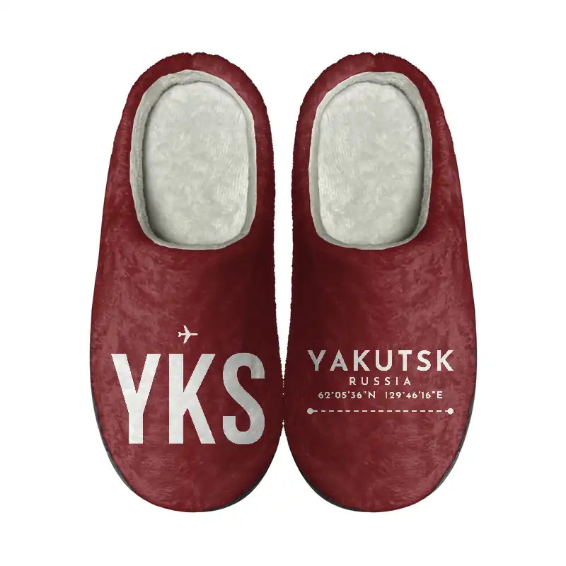 Platon Oyunsky Yakutsk International Airport (YKS) Slippers & Flip Flops - Slippers - Cotton - Code - Different - Dark Red