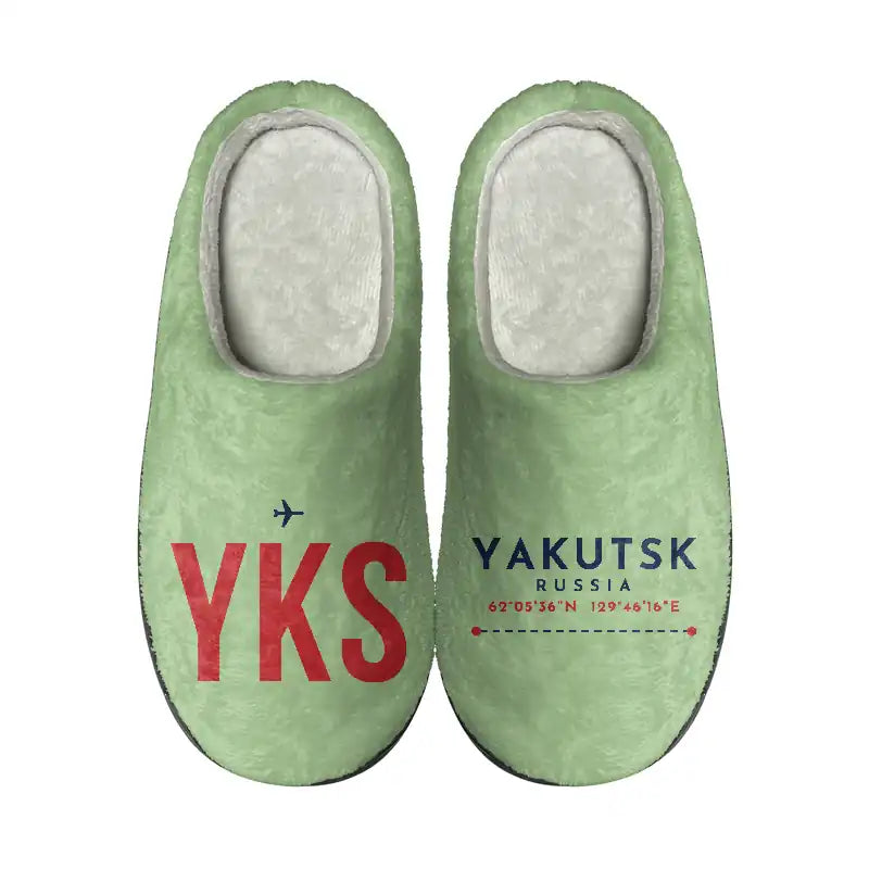 Platon Oyunsky Yakutsk International Airport (YKS) Slippers & Flip Flops - Slippers - Cotton - Code - Different - Light Green