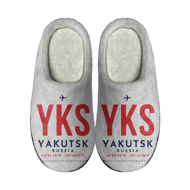 Platon Oyunsky Yakutsk International Airport (YKS) Slippers & Flip Flops - Slippers - Cotton - Code - Same - Light Gray