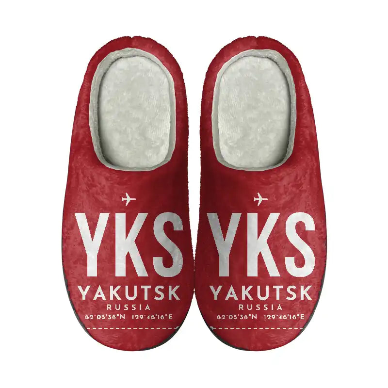 Platon Oyunsky Yakutsk International Airport (YKS) Slippers & Flip Flops - Slippers - Cotton - Code - Same - Red