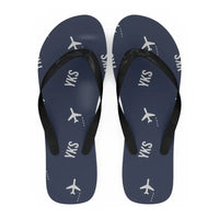 Thumbnail for Platon Oyunsky Yakutsk International Airport (YKS) Slippers & Flip Flops - Slippers - Flip Flops - Pattern - Navy Blue