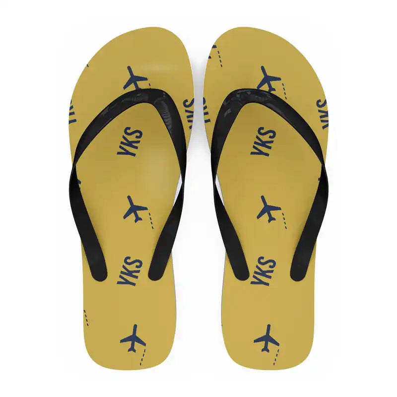 Platon Oyunsky Yakutsk International Airport (YKS) Slippers & Flip Flops - Slippers - Flip Flops - Pattern - Yellow