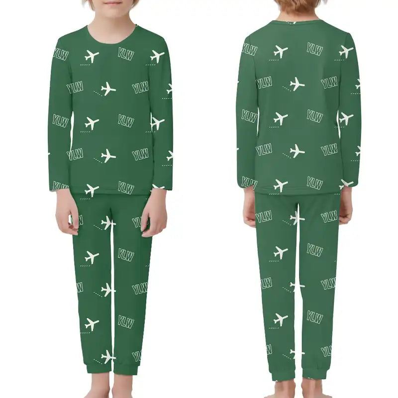 Kelowna International Airport (YLW) Pajamas - Children Pajamas - Green