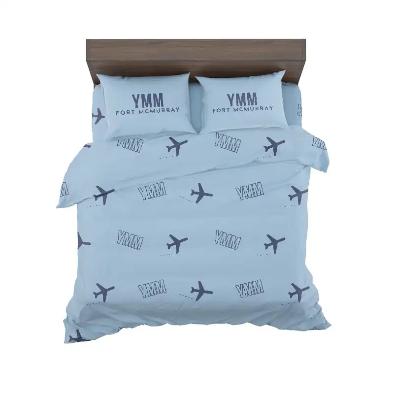 Fort McMurray International Airport (YMM) Bedding Sets & Blankets - Bedding Set - Pattern - Light Blue