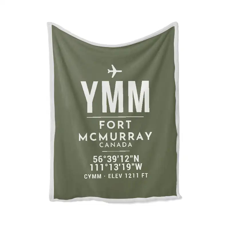 Fort McMurray International Airport (YMM) Bedding Sets & Blankets - Blanket - ID Tag - Green Army