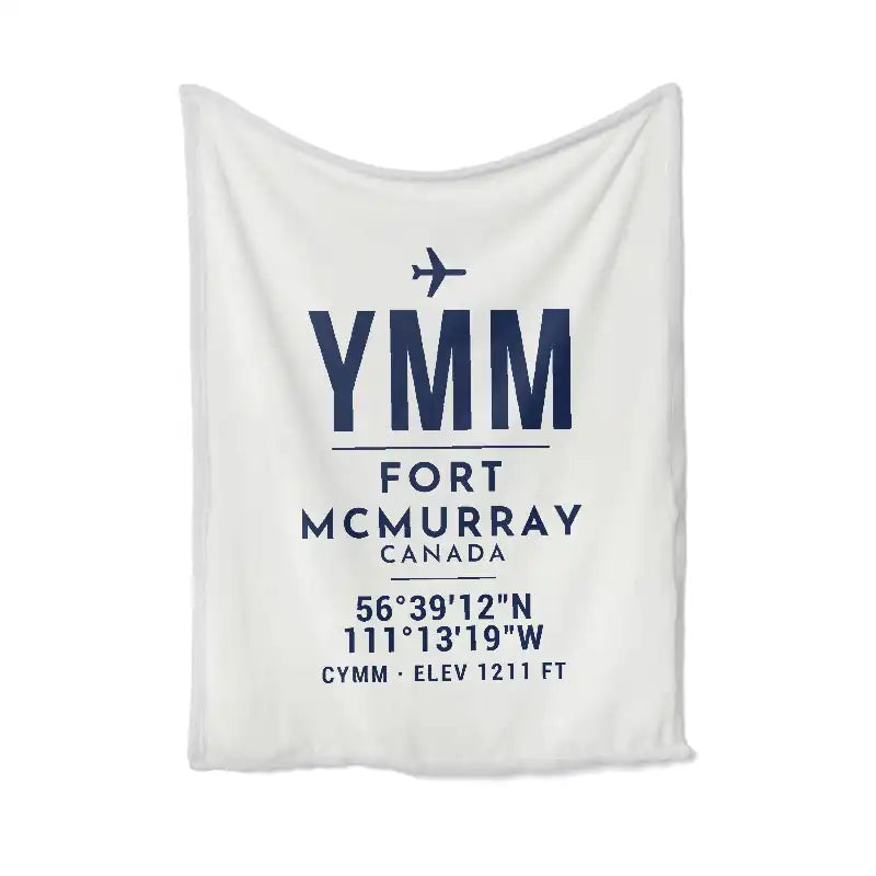 Fort McMurray International Airport (YMM) Bedding Sets & Blankets - Blanket - ID Tag - White