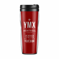 Thumbnail for Montreal Mirabel International Airport (YMX) Travel Mugs - ID Tag + Name - Plastic (No Holder) - Red