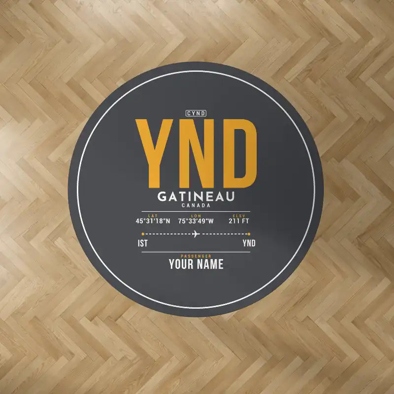 Ottawa Gatineau Airport (YND) Carpets - Carpet Round - ID Tag + Name - Dark Gray