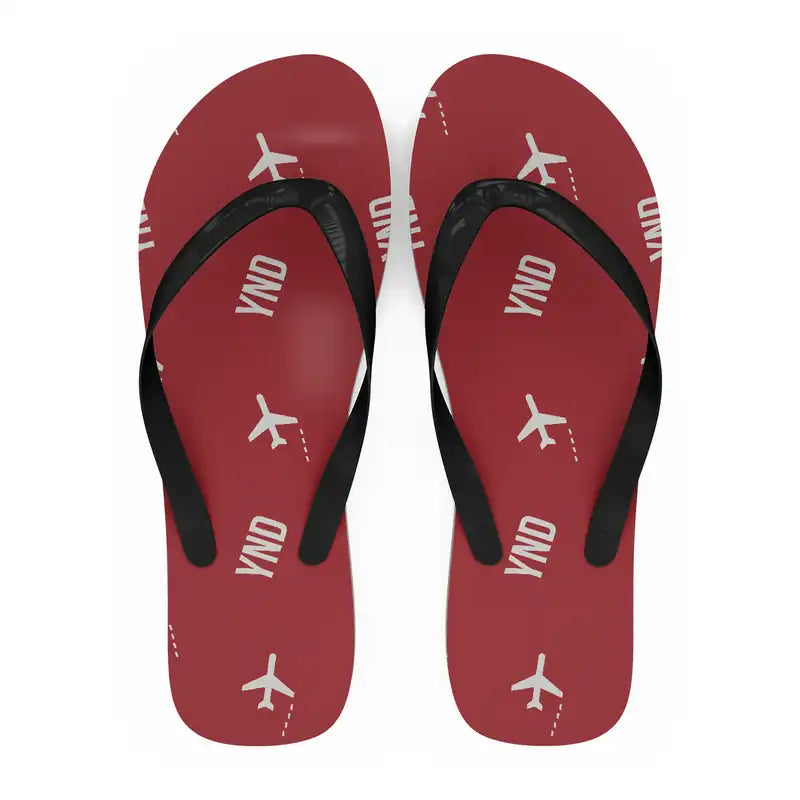 Ottawa Gatineau Airport (YND) Slippers & Flip Flops - Slippers - Flip Flops - Pattern - Red