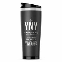 Thumbnail for Yangyang International Airport (YNY) Travel Mugs - ID Tag + Name - Stainless Steel (No Holder) - Gray