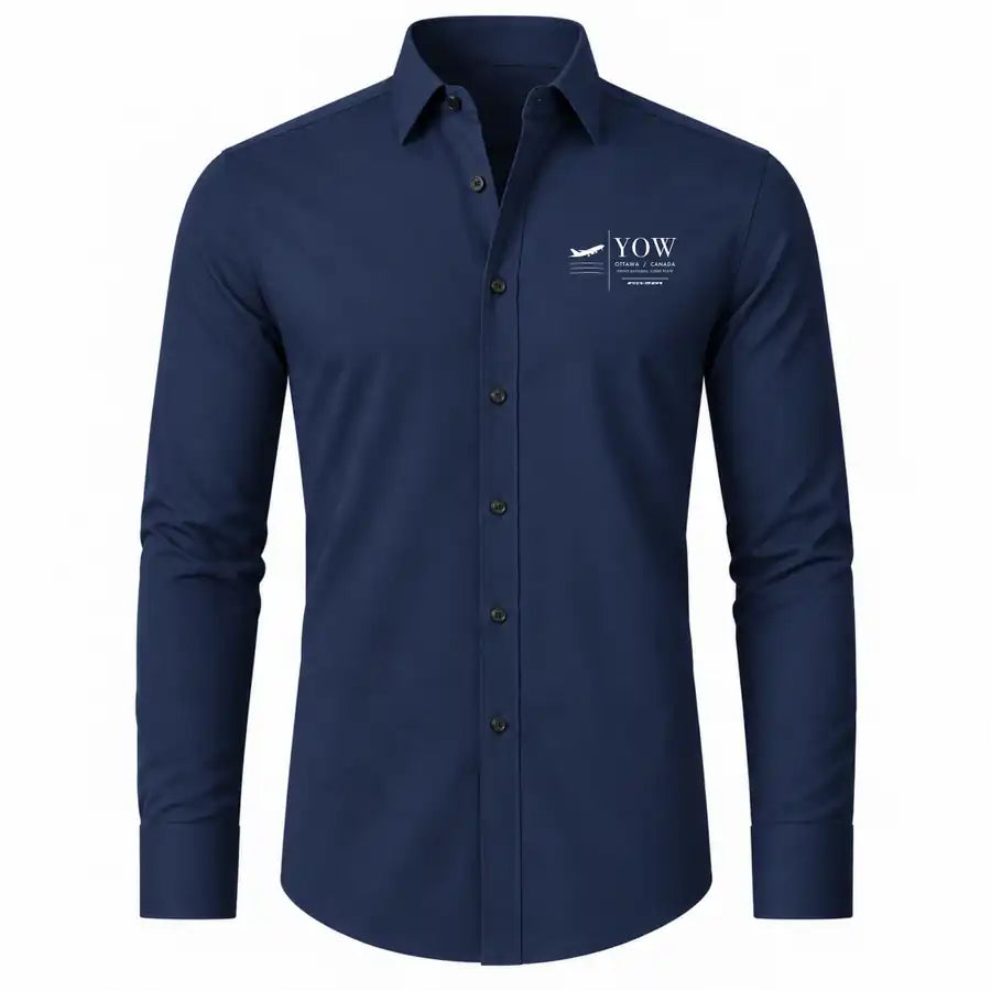 Ottawa Macdonald-Cartier International Airport (YOW) Shirts - Long Sleeve Shirt - Front - Dark Blue