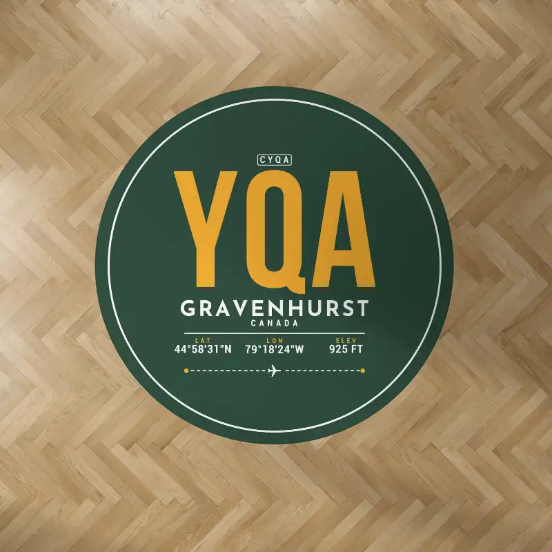 Gravenhurst Muskoka Airport (YQA) Carpets - Carpet Round - ID Tag - Dark Green
