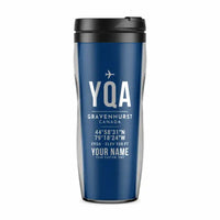 Thumbnail for Gravenhurst Muskoka Airport (YQA) Travel Mugs - ID Tag + Name - Plastic (No Holder) - Blue