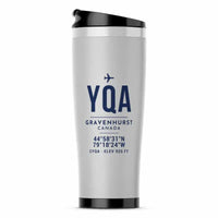 Thumbnail for Gravenhurst Muskoka Airport (YQA) Travel Mugs - ID Tag - Stainless Steel (No Holder) - Light Gray