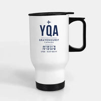 Thumbnail for Gravenhurst Muskoka Airport (YQA) Travel Mugs - ID Tag - Stainless Steel with Holder - White