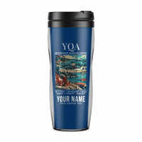 Thumbnail for Gravenhurst Muskoka Airport (YQA) Travel Mugs - Poster + Name - Plastic (No Holder) - Blue