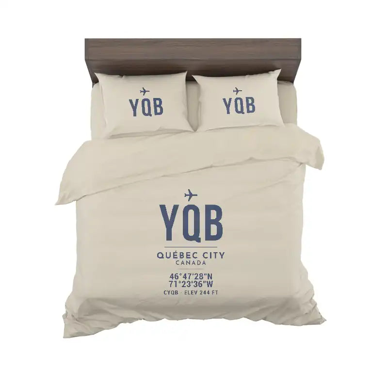 Québec City Jean Lesage International Airport (YQB) Bedding Sets & Blankets - Bedding Set - ID Tag - Beige