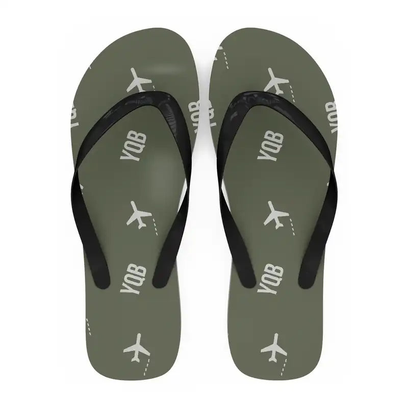 Québec City Jean Lesage International Airport (YQB) Slippers & Flip Flops - Slippers - Flip Flops - Pattern - Green Army