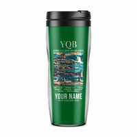 Thumbnail for Québec City Jean Lesage International Airport (YQB) Travel Mugs - Poster + Name - Plastic (No Holder) - Green