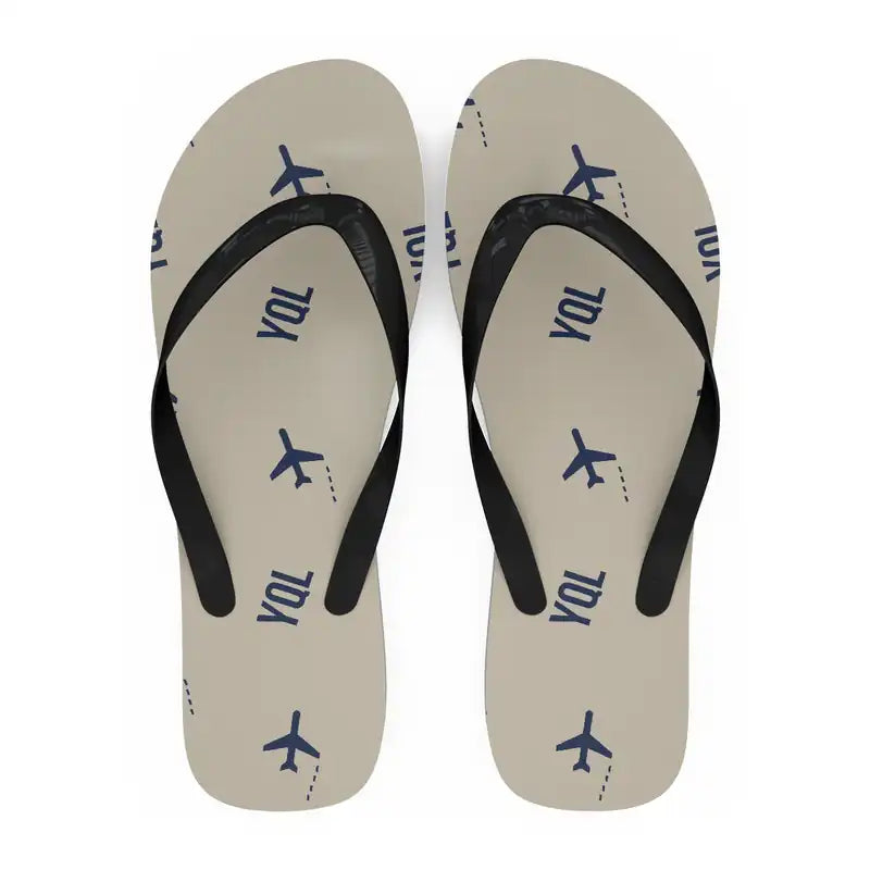 Lethbridge County Airport (YQL) Slippers & Flip Flops - Slippers - Flip Flops - Pattern - Beige