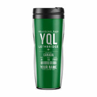 Thumbnail for Lethbridge County Airport (YQL) Travel Mugs - Boarding Pass + Name - Plastic (No Holder) - Green