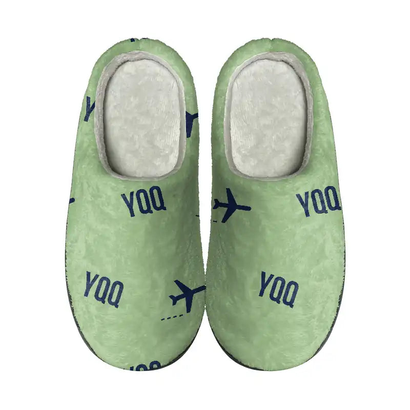Comox Valley Airport (YQQ) Slippers & Flip Flops - Slippers - Cotton - Pattern - Light Green